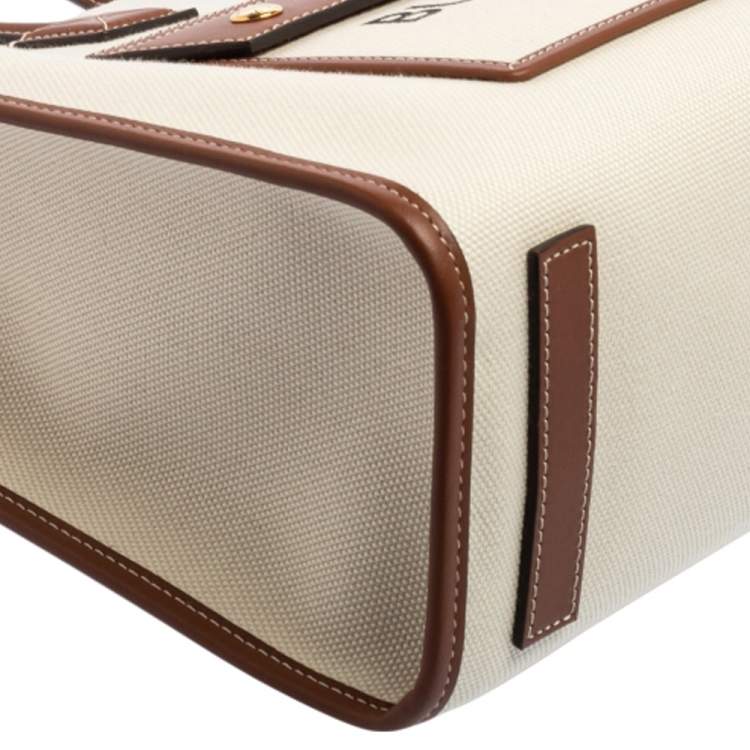 Pre Owned Burberry Beige/Brown Canvas And Leather Small Freya Tote