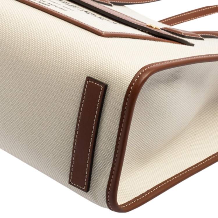 Pre Owned Burberry Beige/Brown Canvas And Leather Small Freya Tote