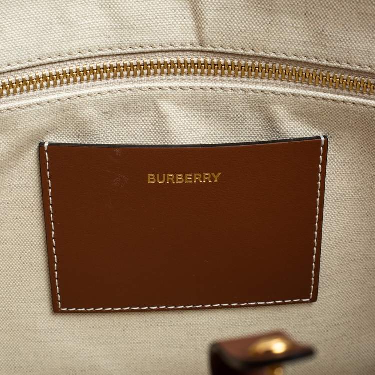 Pre Owned Burberry Beige/Brown Canvas And Leather Small Freya Tote