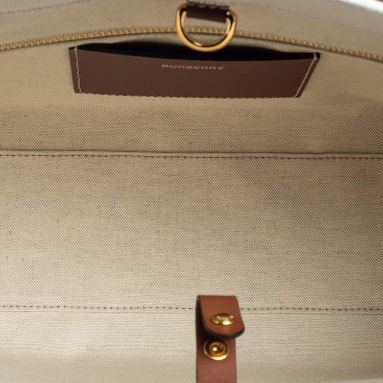 Pre Owned Burberry Beige/Brown Canvas And Leather Small Freya Tote
