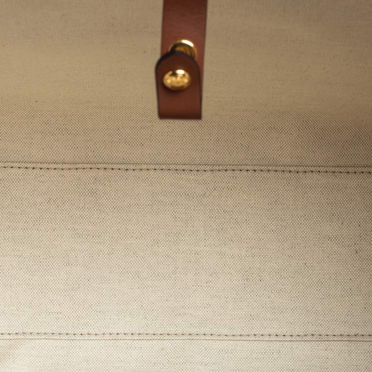 Pre Owned Burberry Beige/Brown Canvas And Leather Small Freya Tote