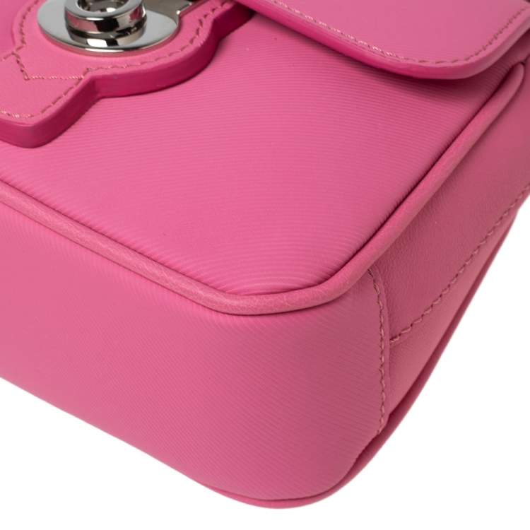 Pre Owned Burberry Pink Leather Mini DK88 Top Handle Bag
