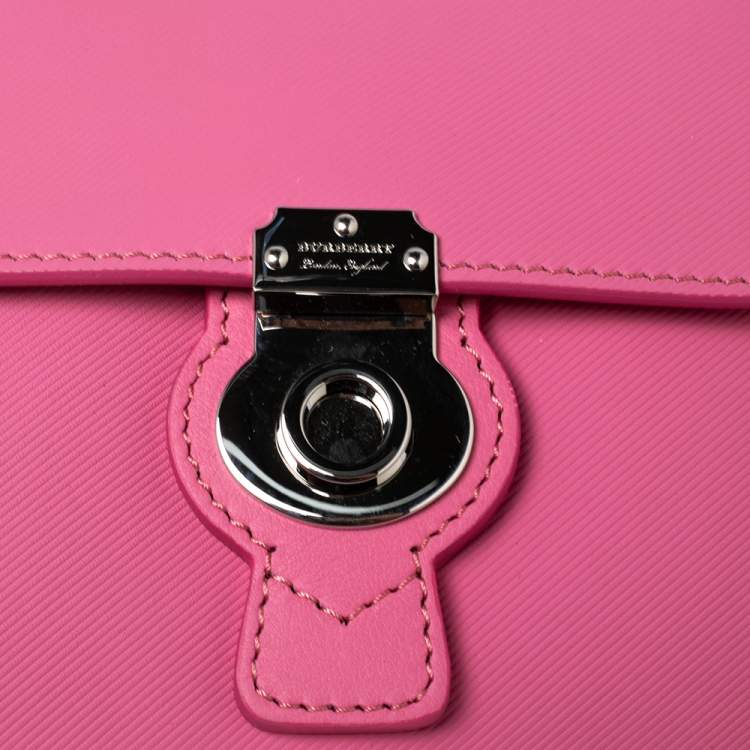 Pre Owned Burberry Pink Leather Mini DK88 Top Handle Bag