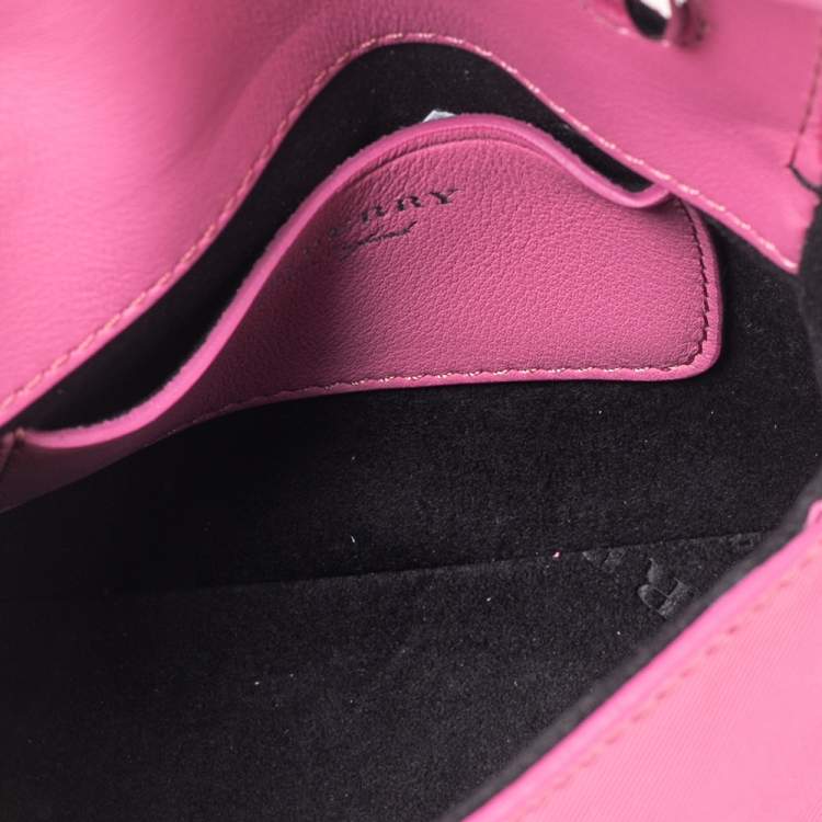 Pre Owned Burberry Pink Leather Mini DK88 Top Handle Bag