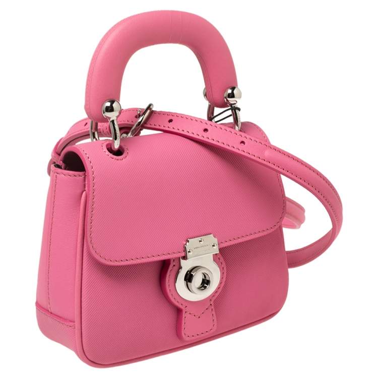 Pre Owned Burberry Pink Leather Mini DK88 Top Handle Bag