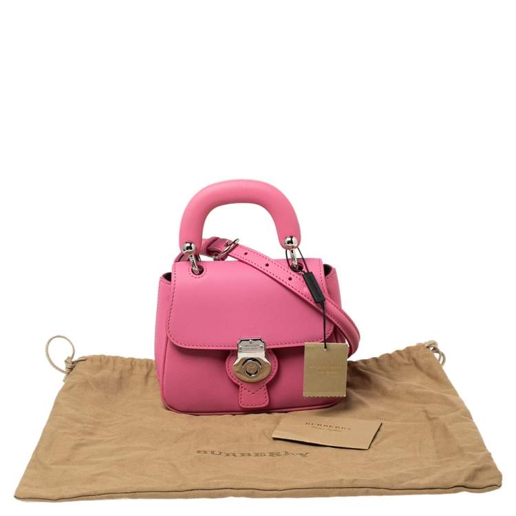 Pre Owned Burberry Pink Leather Mini DK88 Top Handle Bag