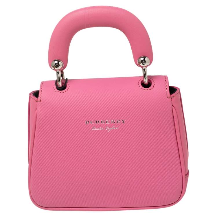 Pre Owned Burberry Pink Leather Mini DK88 Top Handle Bag
