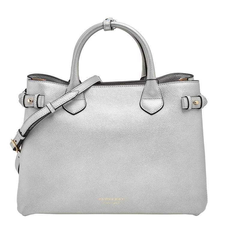 Burberry Silver Leather And House Check Canvas Banner Tote Burberry | The  Luxury Closet