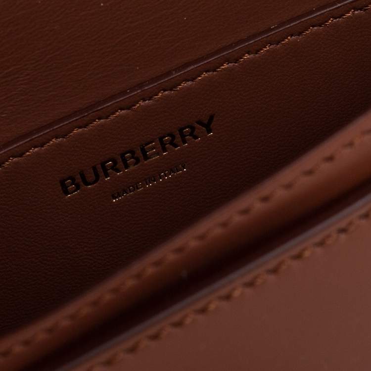 Pre Owned Burberry Brown Leather TB Mini Belt Bag