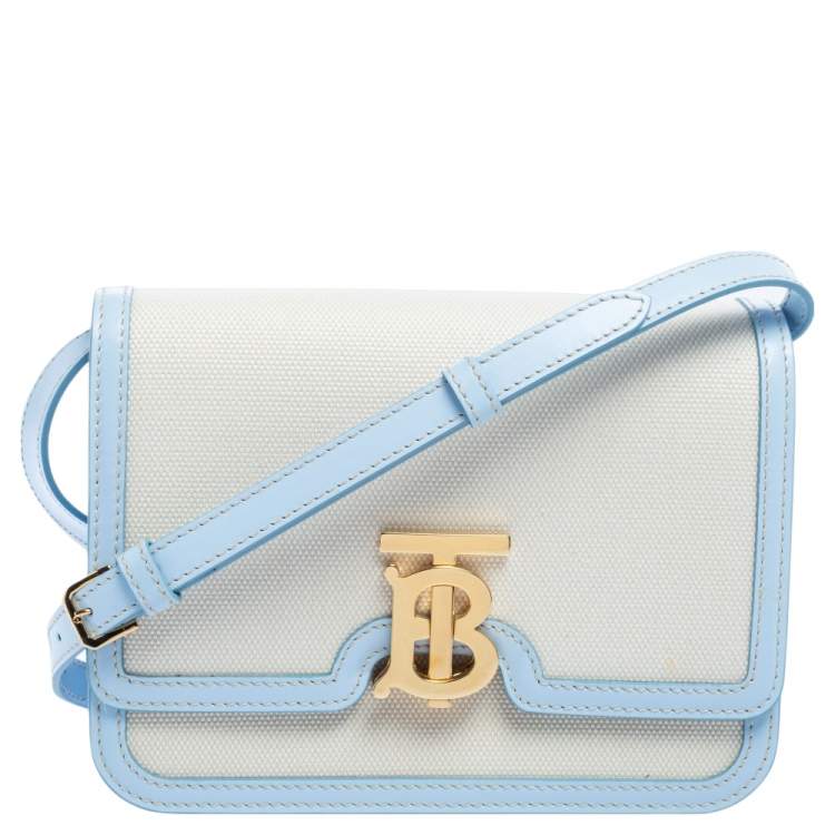 Burberry Light Blue/Cream Canvas and Leather TB Shoulder Bag Burberry | TLC