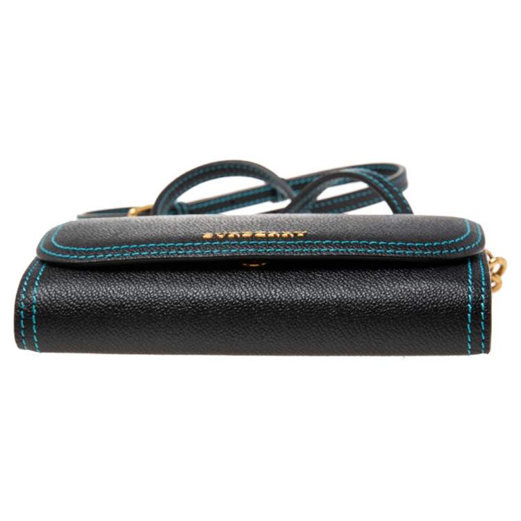 مملوكة مسبقًا Burberry Black Leather Wallet on Chain