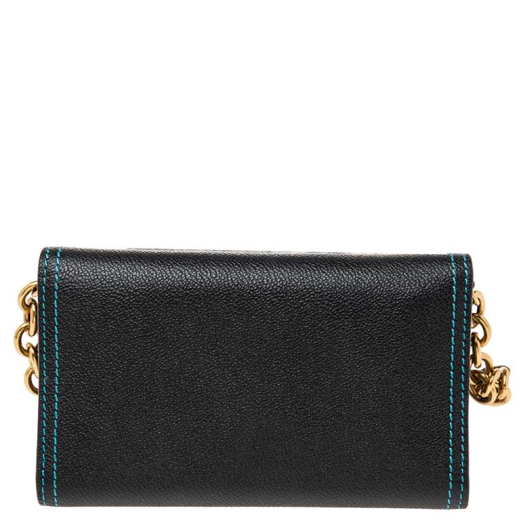 مملوكة مسبقًا Burberry Black Leather Wallet on Chain