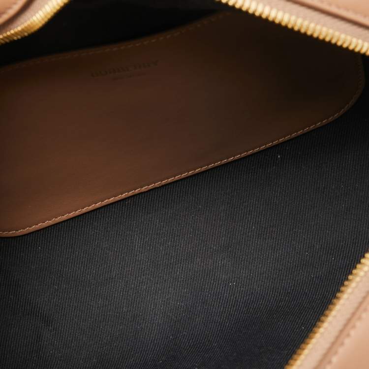 Pre Owned Burberry Beige Stingray Print Coated Canvas and Leather Cube Belt Bag