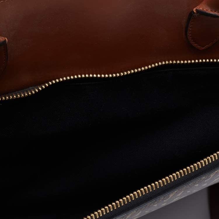 Pre Owned Burberry Brown TB Monogram Coated Canvas and Leather Extra Large Society Top Handle Bag