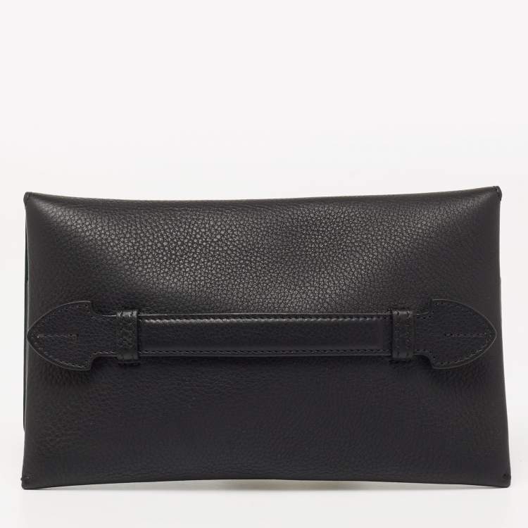 Pre Owned Burberry Black Grained Leather Pearson Clutch