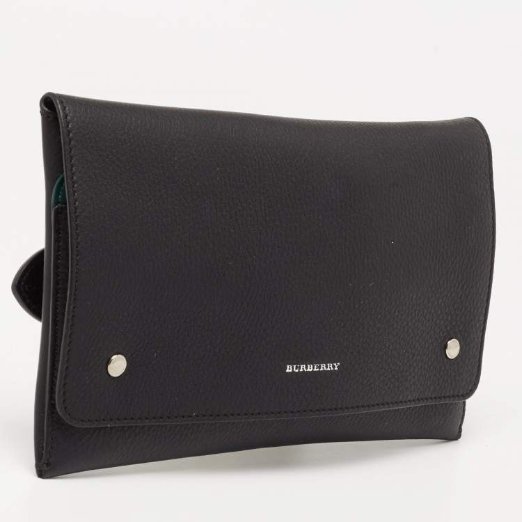 Pre Owned Burberry Black Grained Leather Pearson Clutch