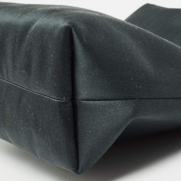 Pre Owned Burberry Dark Green Satin Crystal Embellished Pin Clutch
