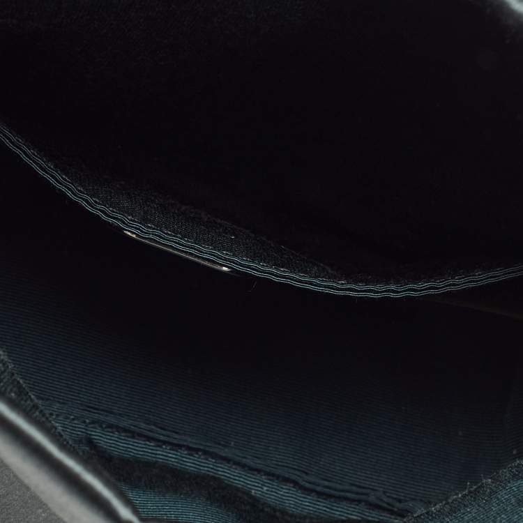 Pre Owned Burberry Dark Green Satin Crystal Embellished Pin Clutch