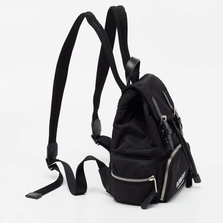 Pre Owned Burberry Black Nylon and Leather Small Rucksack Backpack