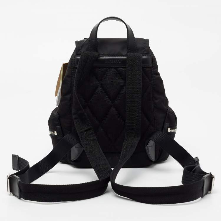 Pre Owned Burberry Black Nylon and Leather Small Rucksack Backpack