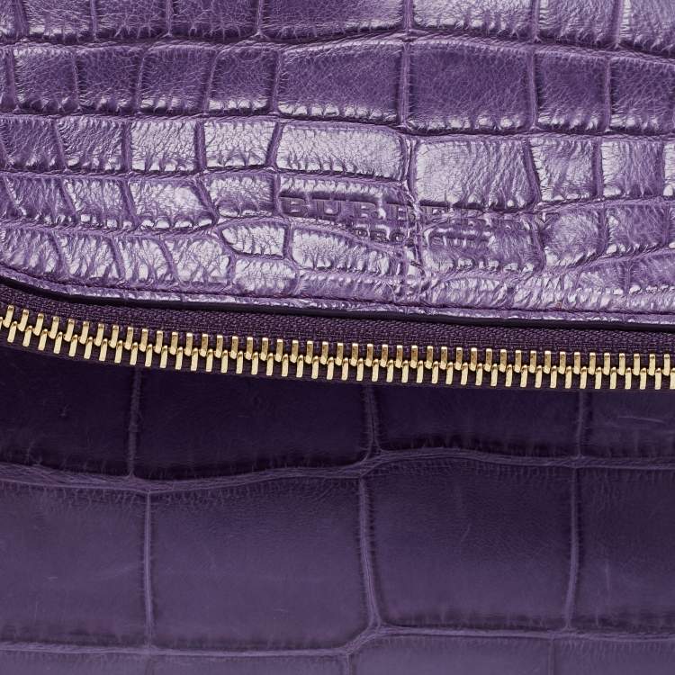 Pre Owned Burberry Prorsum Purple Crocodile Leather Kendal Clutch