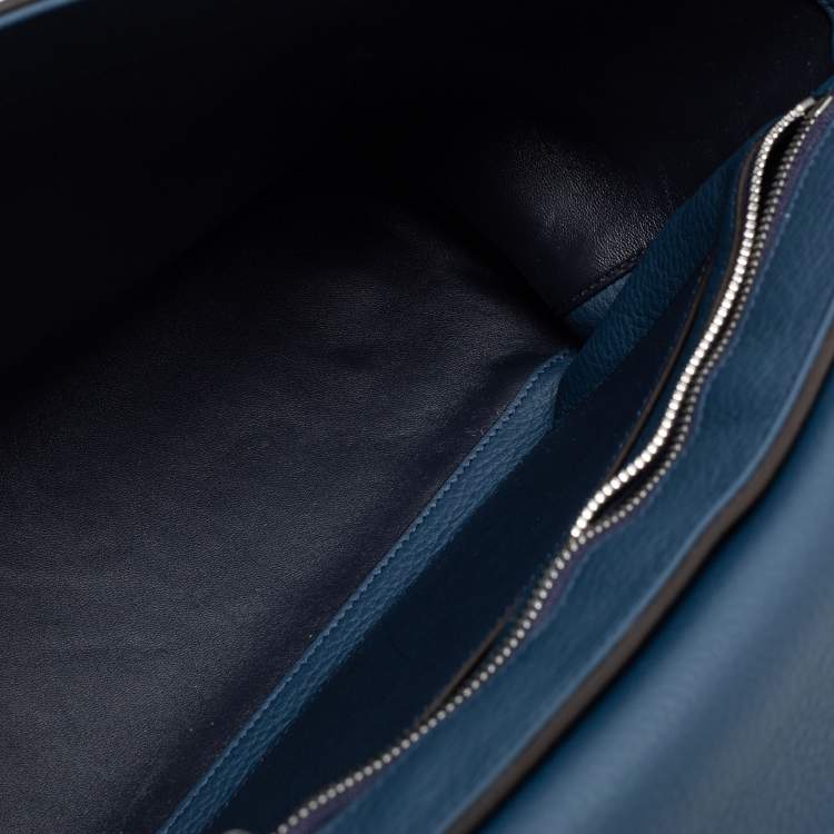 Pre Owned Burberry Blue Leather Pocket Messenger Bag
