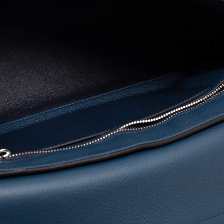 Pre Owned Burberry Blue Leather Pocket Messenger Bag