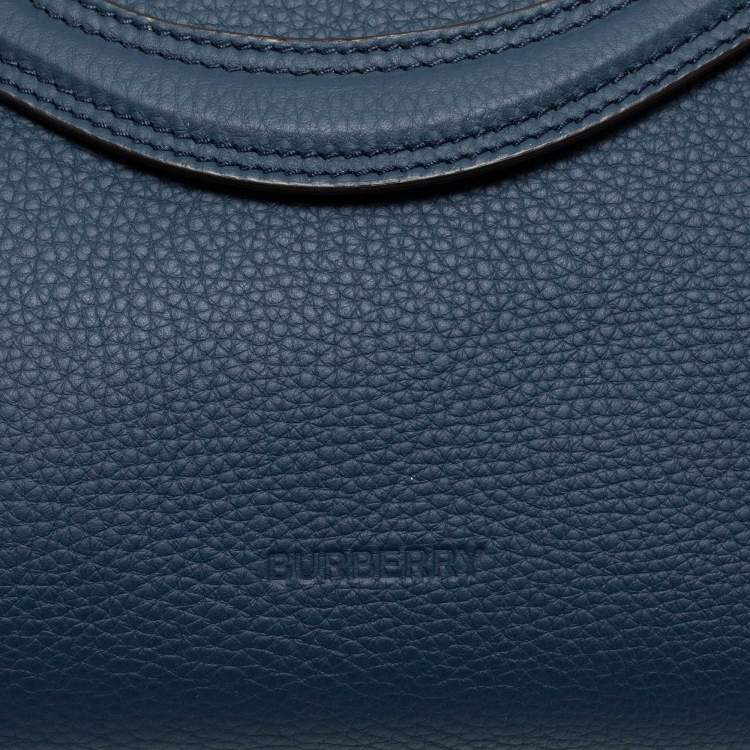 Pre Owned Burberry Blue Leather Pocket Messenger Bag