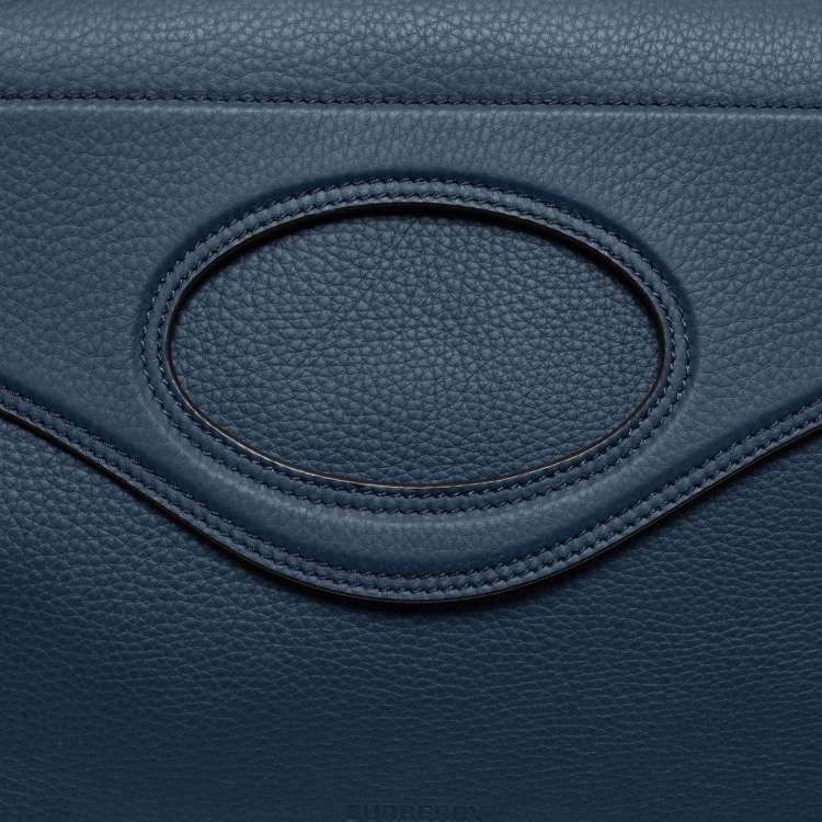 Pre Owned Burberry Blue Leather Pocket Messenger Bag
