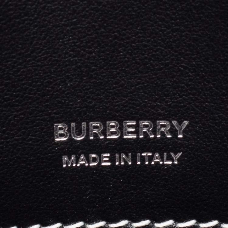 Pre Owned Burberry Blue/Black Denim And Leather Logo Graphic Zip Pouch