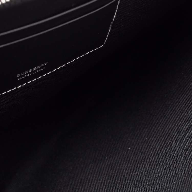 Pre Owned Burberry Blue/Black Denim And Leather Logo Graphic Zip Pouch