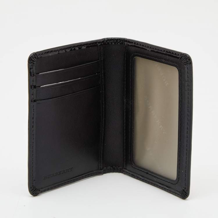 Pre Owned Burberry Beige Nova Check Coated Canvas And Patent Leather Bifold Wallet