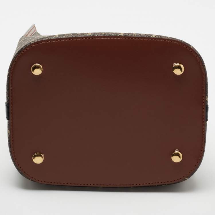 Pre Owned Burberry Brown TB Monogram Coated Canvas and Leather Small Peggy Bucket Bag 
