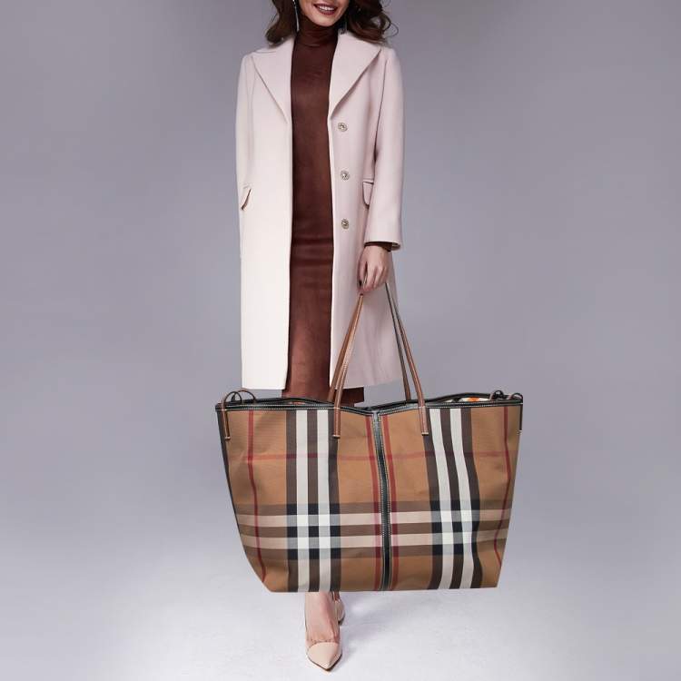 Burberry Birch Brown Check Canvas and Leather Extra Large Beach Tote  Burberry | TLC