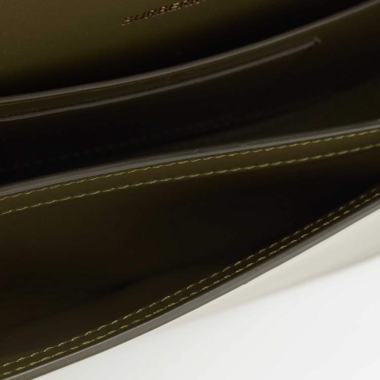 Pre Owned Burberry Olive Green Leather Small Olympia Shoulder Bag