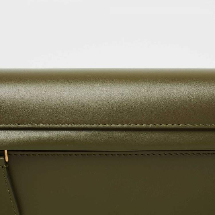 Pre Owned Burberry Olive Green Leather Small Olympia Shoulder Bag