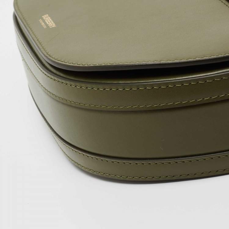 Pre Owned Burberry Olive Green Leather Small Olympia Shoulder Bag