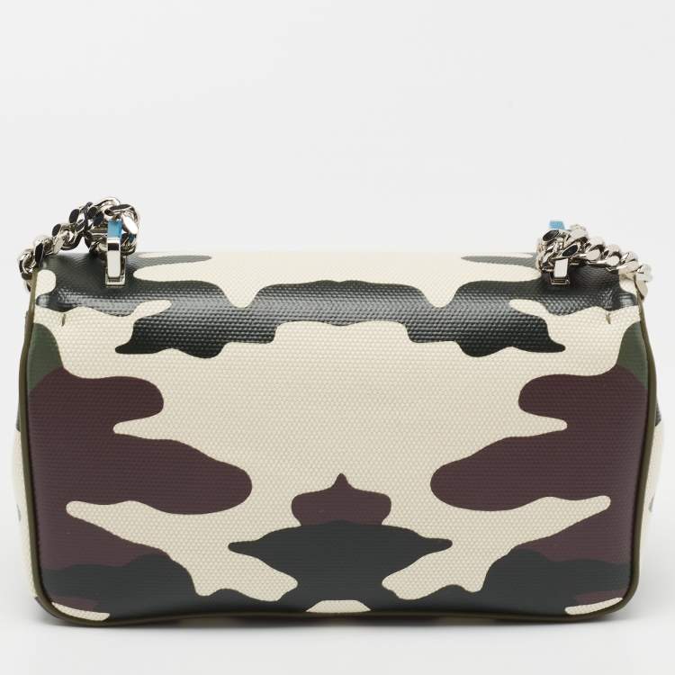Pre Owned Burberry Green Camouflage Coated and Canvas Small Lola Shoulder Bag