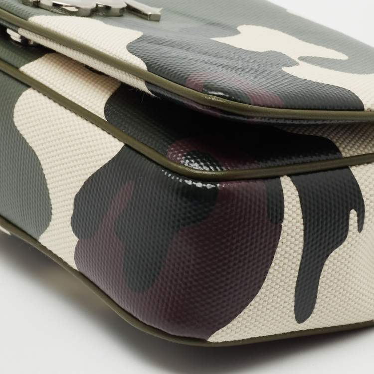 Pre Owned Burberry Green Camouflage Coated and Canvas Small Lola Shoulder Bag
