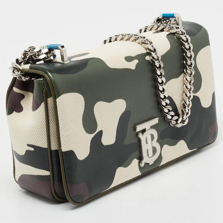 Pre Owned Burberry Green Camouflage Coated and Canvas Small Lola Shoulder Bag
