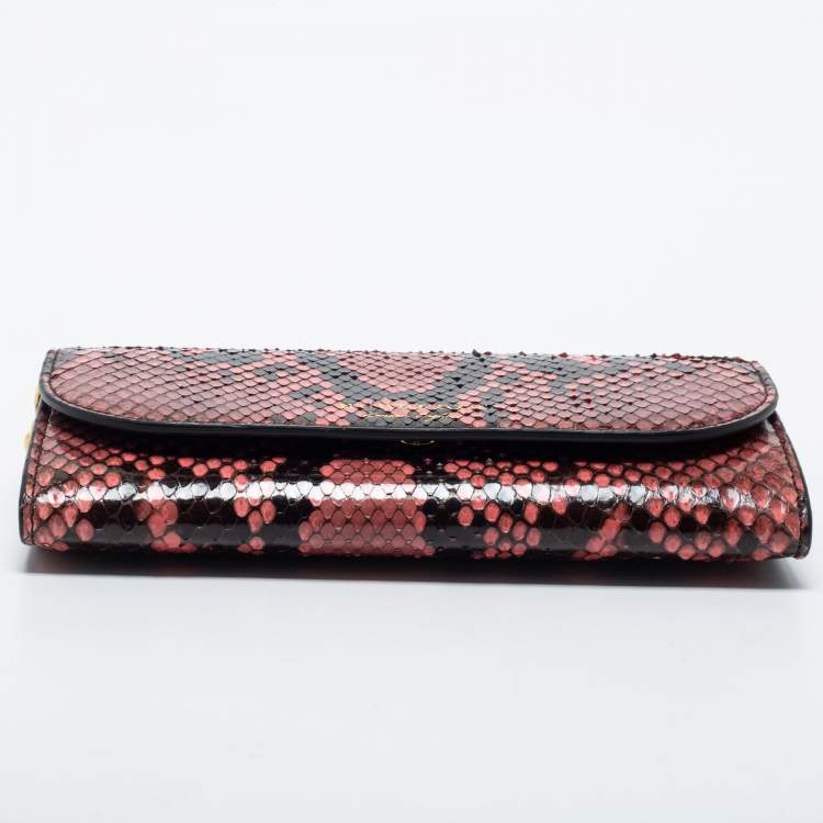 Pre Owned Burberry Pink/Black Python Henley Wallet On Chain 