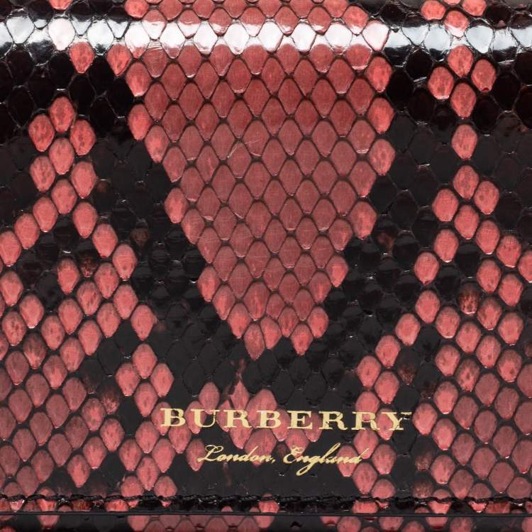 Pre Owned Burberry Pink/Black Python Henley Wallet On Chain 