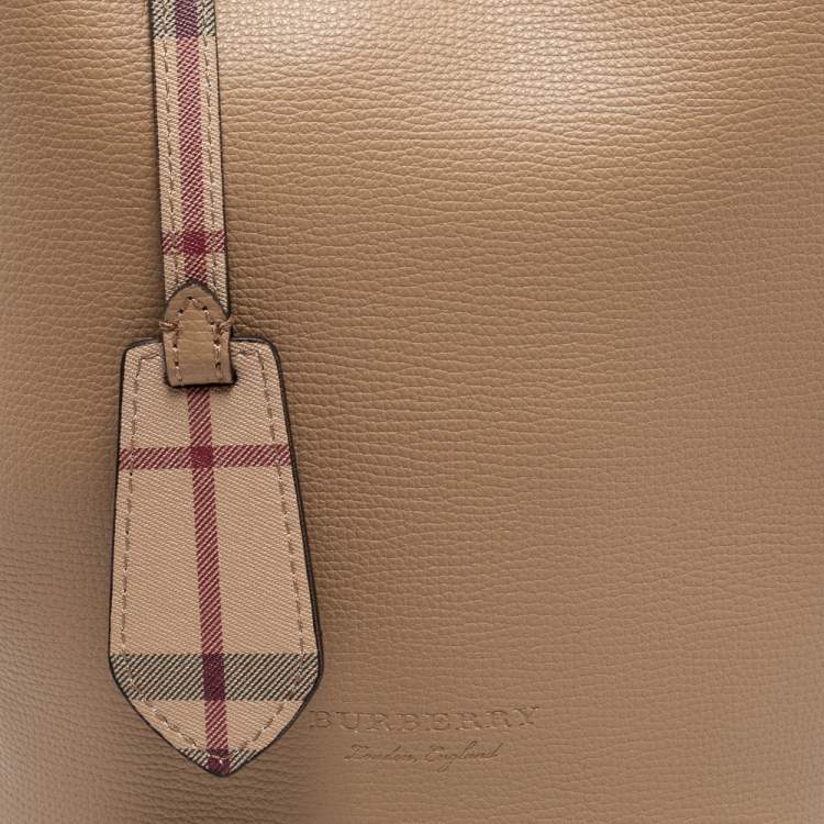 Pre Owned Burberry Brown Leather Crossbody Bucket Bag