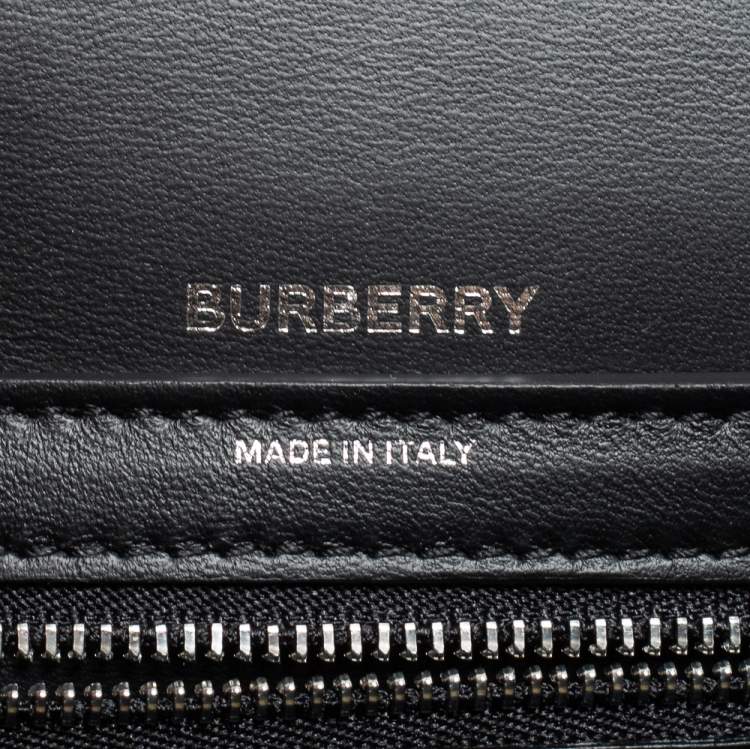 Pre Owned Burberry Black Camouflage Print Leather Medium Olympia Shoulder Bag   