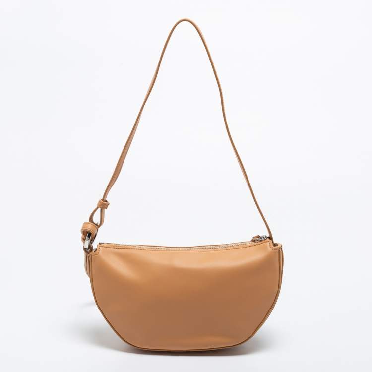 Pre Owned Burberry Warm Sand Leather Mini Double Olympia Bag
