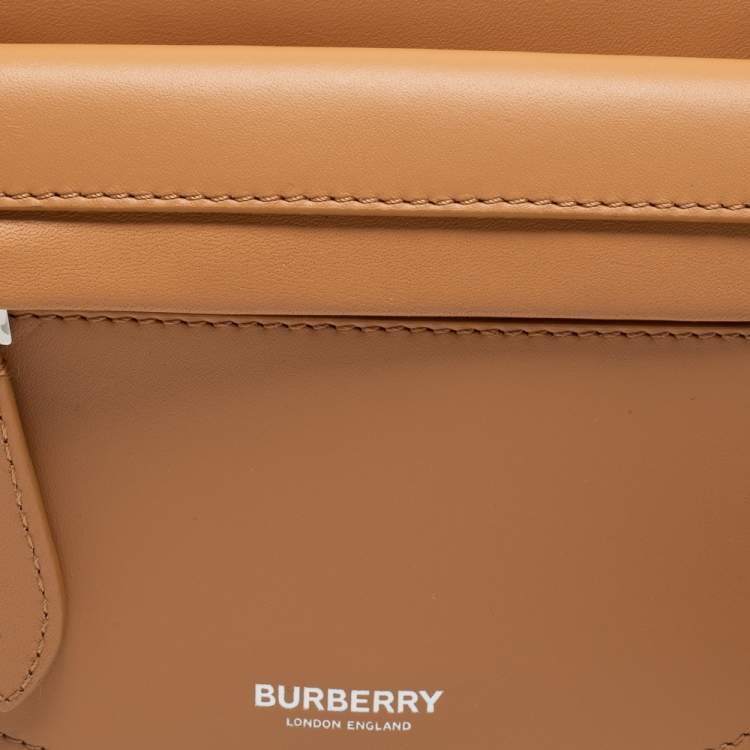 Pre Owned Burberry Warm Sand Leather Mini Double Olympia Bag