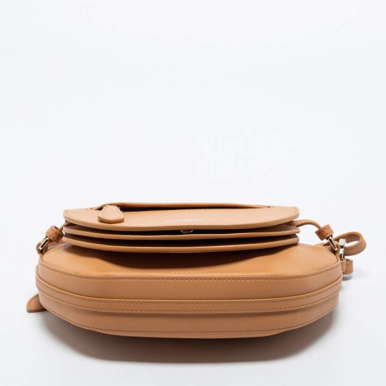 Pre Owned Burberry Warm Sand Leather Mini Double Olympia Bag