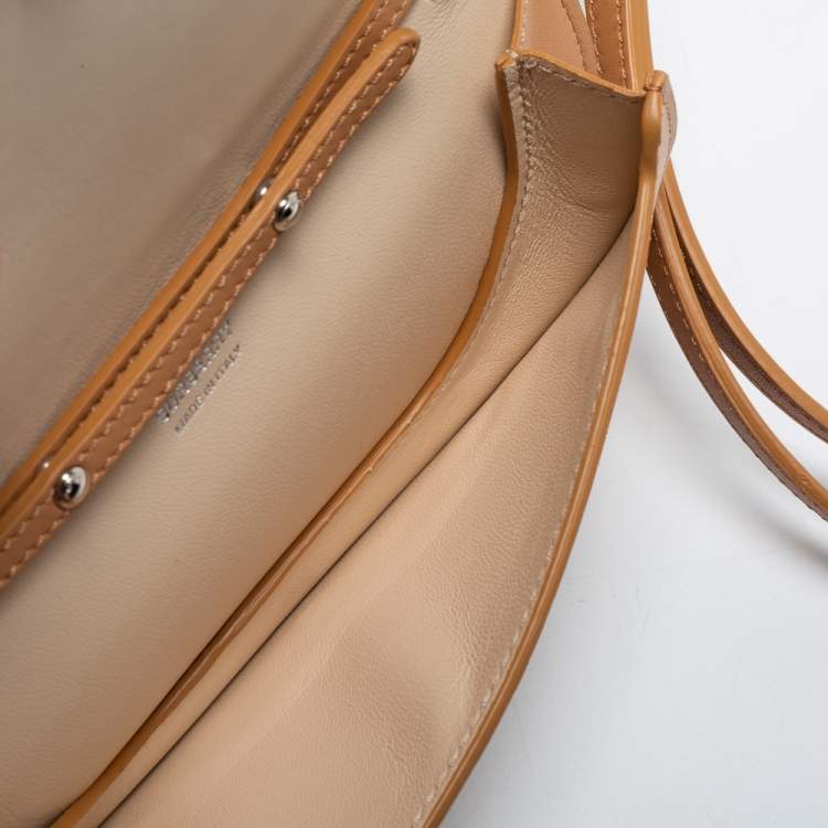 Pre Owned Burberry Warm Sand Leather Mini Double Olympia Bag
