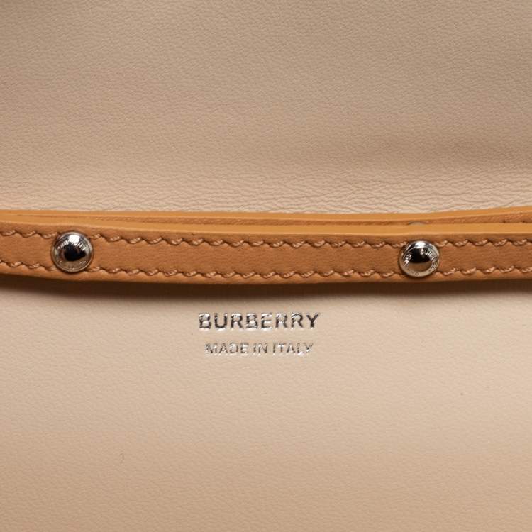 Pre Owned Burberry Warm Sand Leather Mini Double Olympia Bag