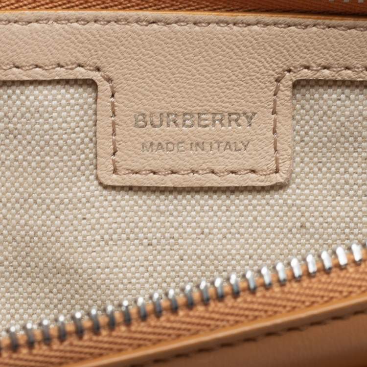 Pre Owned Burberry Warm Sand Leather Mini Double Olympia Bag